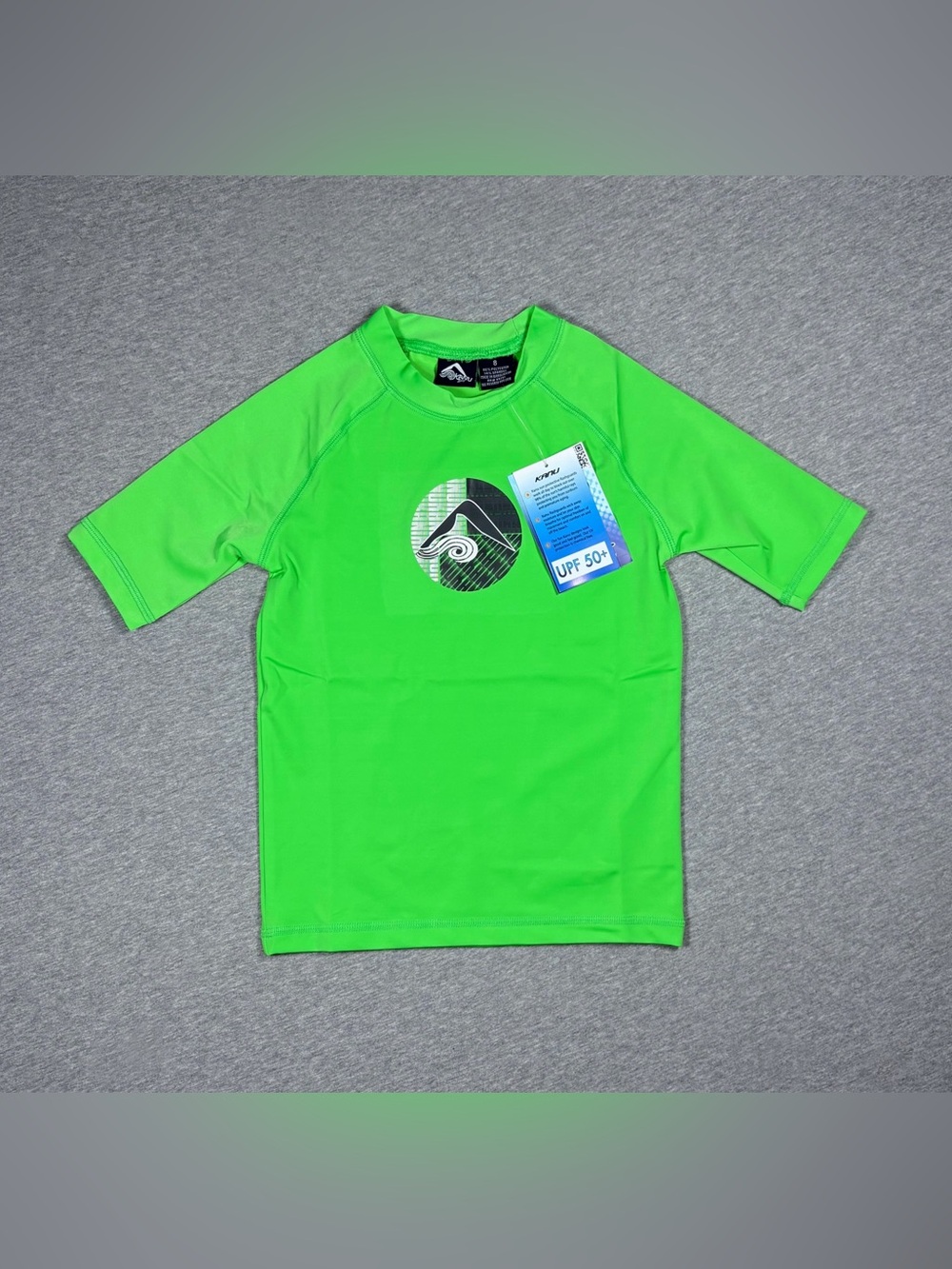 Kanu Surf Boys' Haywire UPF 50+ Sun Rashguard Swim Shirt Size 8 Med Neon Green